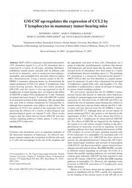 GM-CSF Up-Regulates the Expression of CCL2 by T Lymphocytes in Mammary Tumor-Bearing Mice