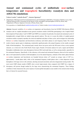 Annual and Semiannual Cycles of Midlatitude Near-Surface