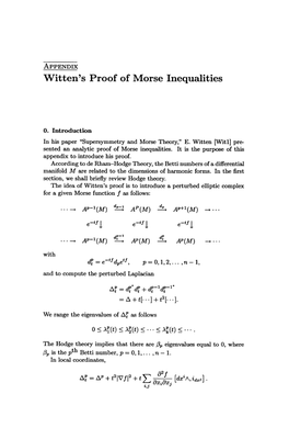 Witten's Proof of Morse Inequalities