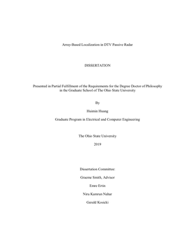 Array-Based Localization in DTV Passive Radar DISSERTATION