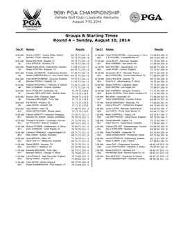 Groups & Starting Times Round 4