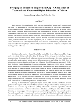 Bridging an Education-Employment Gap: a Case Study of Technical and Vocational Higher Education in Taiwan