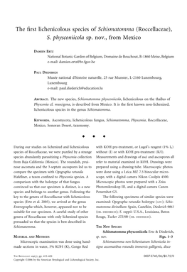 The First Lichenicolous Species of Schismatomma (Roccellaceae), S