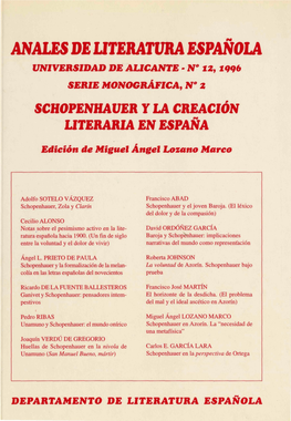 Anales De Literatura Española Universidad De Alicante - N