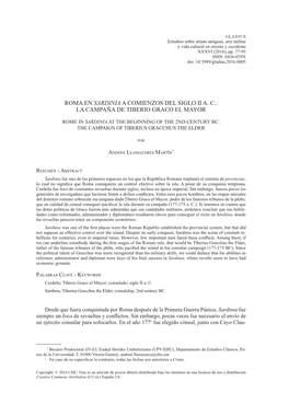 Roma En Sardinia a Comienzos Del Siglo II AC