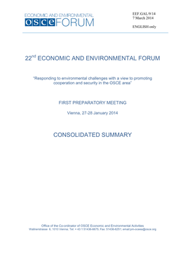 22 Economic and Environmental Forum