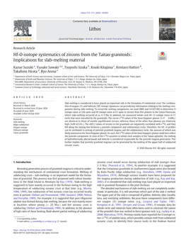 Hf-O Isotope Systematics of Zircons from the Taitao Granitoids: Implications for Slab-Melting Material