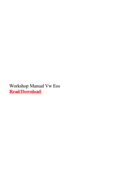 Workshop Manual Vw Eos