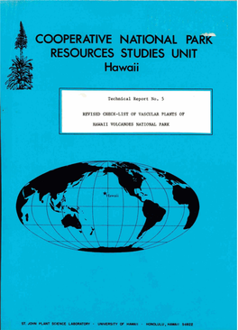 COOPERATIVE NATIONAL Pakh RESOURCES STUDIES UNIT Hawaii