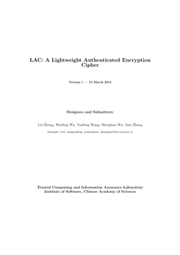 LAC: a Lightweight Authenticated Encryption Cipher