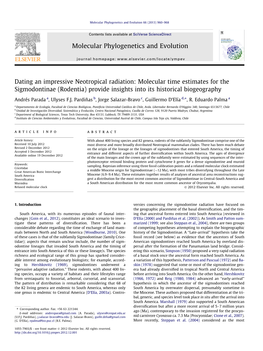 Dating an Impressive Neotropical Radiation: Molecular Time Estimates for the Sigmodontinae (Rodentia) Provide Insights Into