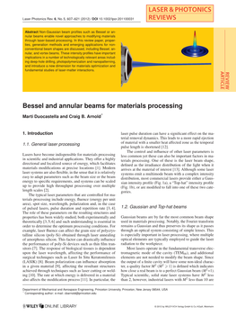 Bessel and Annular Beams for Materials Processing