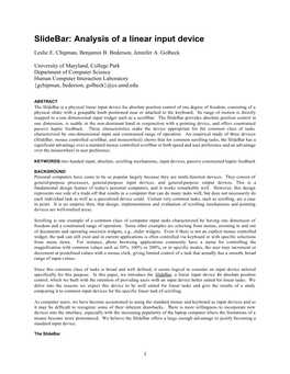 Slidebar: Analysis of a Linear Input Device