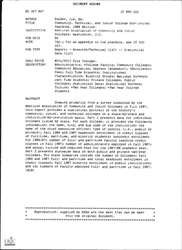 Community, Technical, and Junior College Statistical Yearbook, 1988 Edition, INSTITUTION American Association of Community and Junior Colleges, Washington, D.C