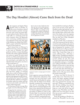 The Day Houdini (Almost) Came Back from the Dead