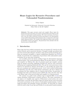 Hoare Logics for Recursive Procedures and Unbounded Nondeterminism