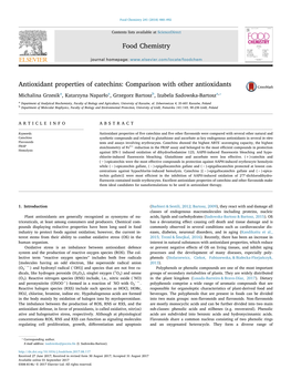 Antioxidant Properties of Catechins Comparison with Other Antioxidants