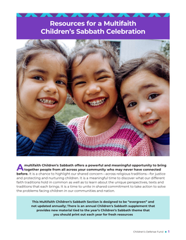 Multi-Faith Resources for the Children's Sabbath