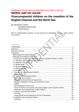 Unaccompanied Children on the Coastline of the English Channel and the North Sea