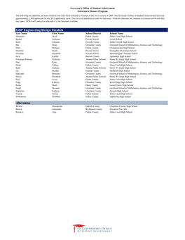 Alternates GHP Engineering/Design Finalists