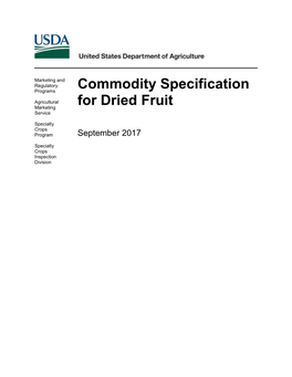 Commodity Specifications for Dried Fruit, September 2017