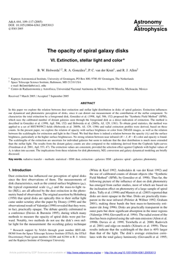 The Opacity of Spiral Galaxy Disks