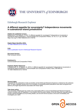 A Different Appetite for Sovereignty? Independence Movements in Subnational Island Jurisdictions