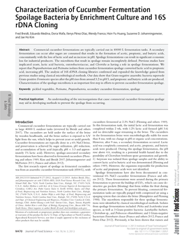 Characterization of Cucumber Fermentation Spoilage Bacteria by Enrichment Culture and 16S Rdna Cloning