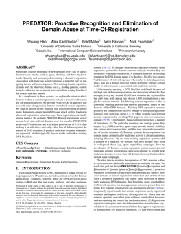 PREDATOR: Proactive Recognition and Elimination of Domain Abuse at Time-Of-Registration