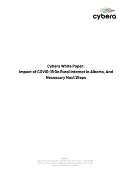 Cybera White Paper: Impact of COVID-19 on Rural Internet in Alberta, and Necessary Next Steps