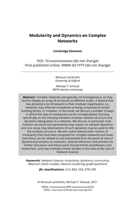 Modularity and Dynamics on Complex Networks