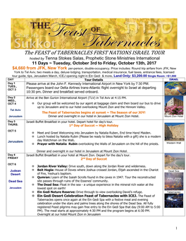 The FEAST of TABERNACLES FIRST NATIONS ISRAEL TOUR