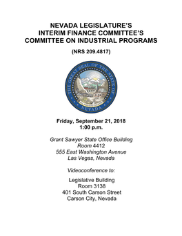 Nevada Legislature's Interim Finance Committee's Committee on Industrial Programs