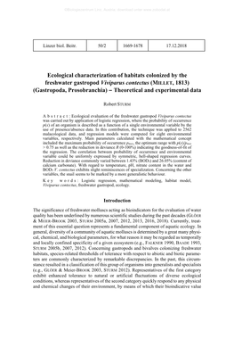 Ecological Characterization of Habitats Colonized by The