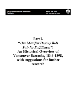 An Historical Overview of Vancouver Barracks, 1846-1898, with Suggestions for Further Research