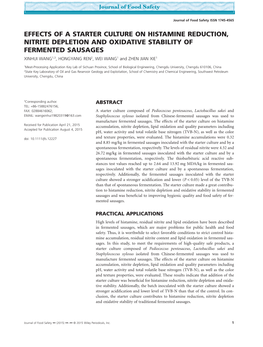 Effects of a Starter Culture on Histamine Reduction, Nitrite