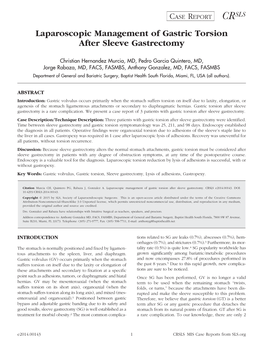 Laparoscopic Management of Gastric Torsion After Sleeve Gastrectomy