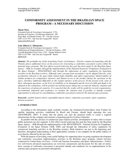 Conformity Assessment in the Brazilian Space Program – a Necessary Discussion