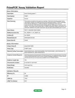 Primepcr™Assay Validation Report