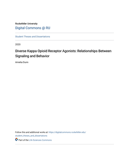 Diverse Kappa Opioid Receptor Agonists: Relationships Between Signaling and Behavior