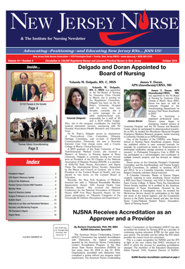 NJSNA Receives Accreditation As an Approver and a Provider Delgado and Doran Appointed to Board of Nursing