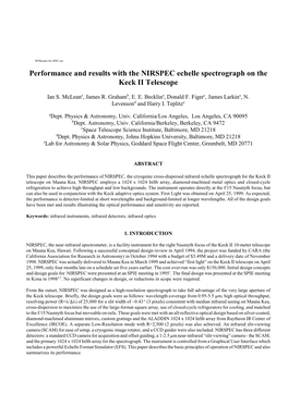 Performance and Results with the NIRSPEC Echelle Spectrograph on the Keck II Telescope