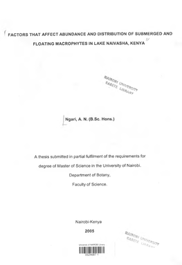 Factors That Affect Abundance and Distribution of Submerged and // Floating Macrophytes in Lake Naivasha, Kenya