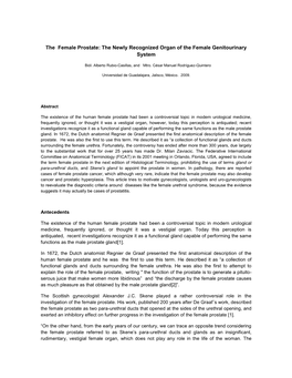 The Female Prostate: the Newly Recognized Organ of the Female Genitourinary System