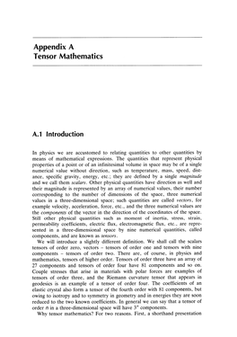 Appendix a Tensor Mathematics