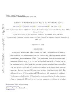 Variations of the Galactic Cosmic Rays in the Recent Solar Cycles