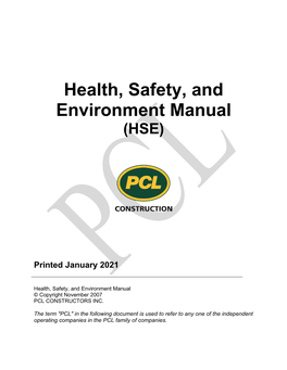 Health, Safety, and Environment Manual (HSE)