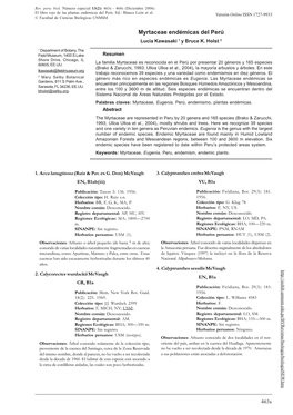 MYRTACEAE ENDÉMICAS DEL PERÚ El Libro Rojo De Las Plantas Endémicas Del Perú