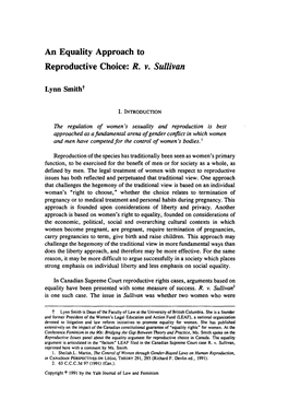 An Equality Approach to Reproductive Choice: R. V. Sullivan