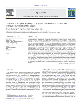 Treatment of Fishpond Water by Recirculating Horizontal and Vertical